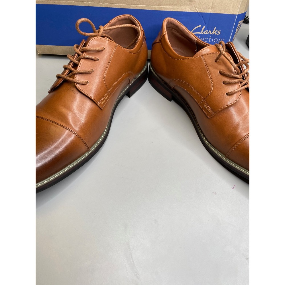 Clarks Tilden Cap Mens Dark Tan Leather Oxford Dress Shoes 26130096 Size 11 M - Picture 3 of 7